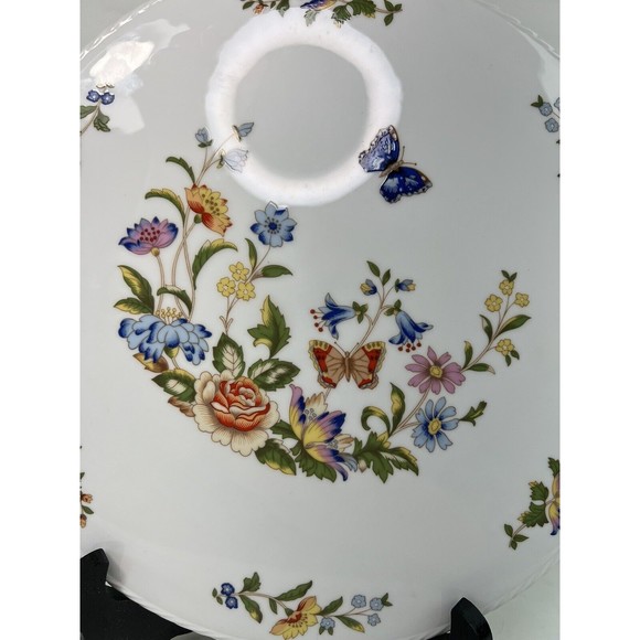 Aynsley Cottage Garden Butterfly Serving Cake Plate Rope Edge 10.5” Bone China - Picture 2 of 7